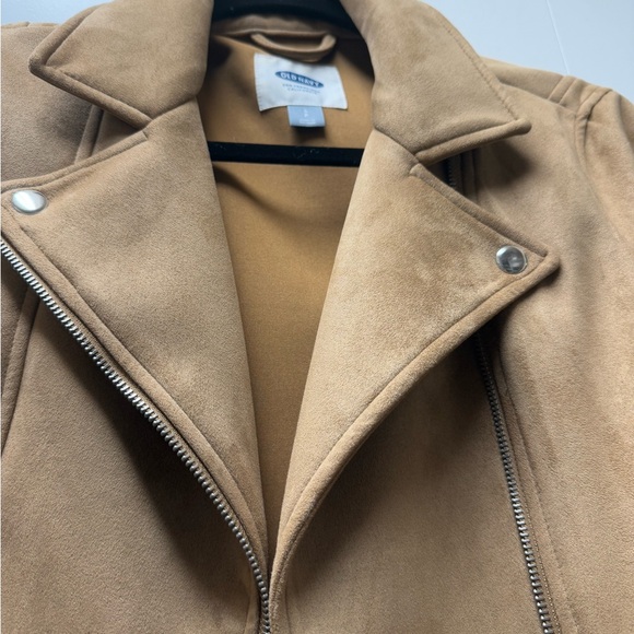 Old navy faux suede leather bomber Jacket small tan - Picture 7 of 10
